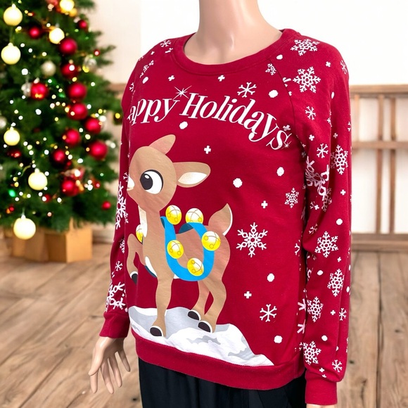 Rudolph Women’s Rudolph the Red-Nosed Reindeer Happy Holiday Sweatshirt - Picture 4 of 16
